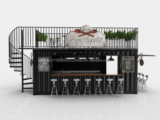 Modern Design Style Double-Storey Steel Sandwich Panel Outdoor Container Bar Coffee Shop for Food Beverage Business