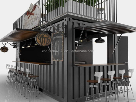 Modern Design Style Double-Storey Steel Sandwich Panel Outdoor Container Bar Coffee Shop for Food Beverage Business