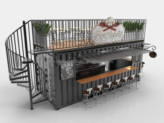 Modern Design Style Double-Storey Steel Sandwich Panel Outdoor Container Bar Coffee Shop for Food Beverage Business