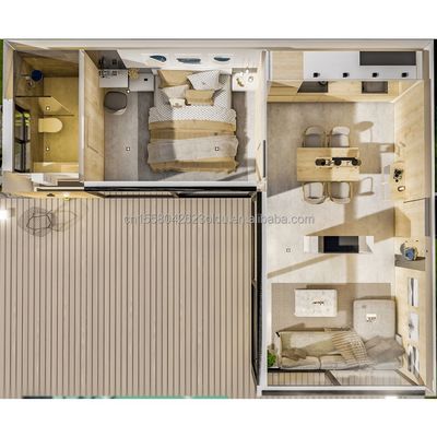 Steel Structure Wooden House Garden Bedroom Beach Scenery Characteristics Home Stay Hotel 20ft Wooden Container House