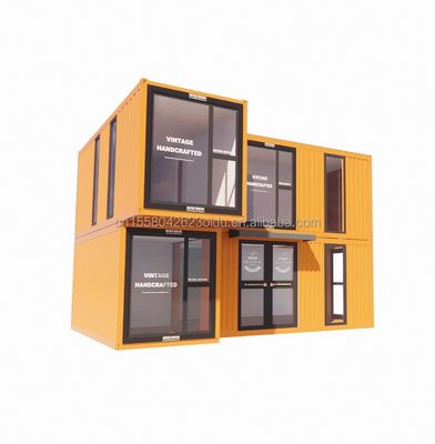 s Modern Double-Story Glass Walls Container House using 50/75/100mm Wave Sandwich Panel Detachable Collapsible Steel Van for Office
