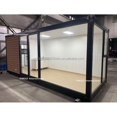 Galvanized Steel Bending 180g Prefabricated House 20ft Steel Structure Sunshine House with Garden and Wooden Mobile Design