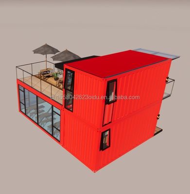 Aluminum Alloy Windows Luxury Commercial Prefab Construction House with Wall 50/75/100mm Wave Sandwich Panel