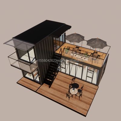 Aluminum Alloy Windows Luxury Commercial Prefab Construction House with Wall 50/75/100mm Wave Sandwich Panel