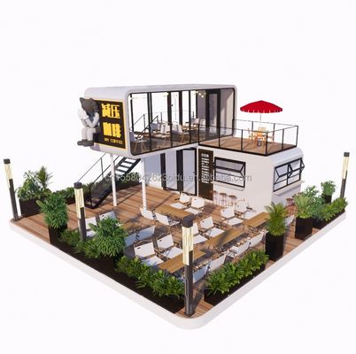 Steel Structure Frame Welded 20ft Luxury Portable Prefabricated Homes With Customized Color for Food Street Coffee Store