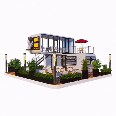 Steel Structure Frame Welded 20ft Luxury Portable Prefabricated Homes With Customized Color for Food Street Coffee Store