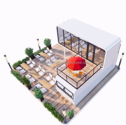 Steel Structure Frame Welded 20ft Luxury Portable Prefabricated Homes With Customized Color for Food Street Coffee Store