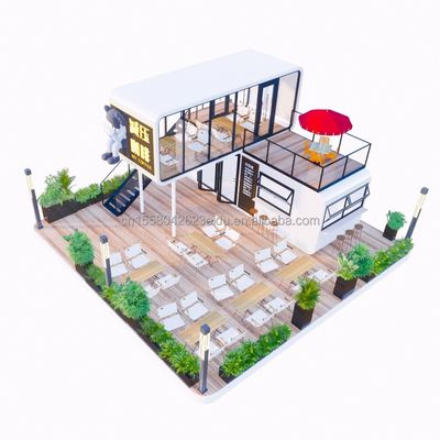 Steel Structure Frame Welded 20ft Luxury Portable Prefabricated Homes With Customized Color for Food Street Coffee Store