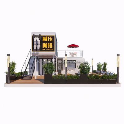 Steel Structure Frame Welded 20ft Luxury Portable Prefabricated Homes With Customized Color for Food Street Coffee Store