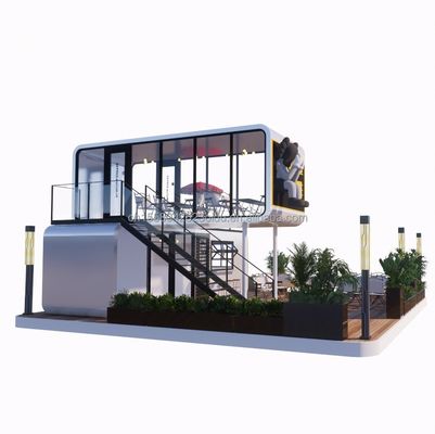 Steel Structure Frame Welded 20ft Luxury Portable Prefabricated Homes With Customized Color for Food Street Coffee Store