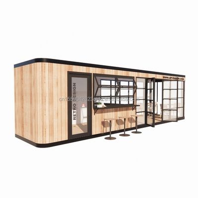 Hotel and Park EU Container Coffee Bar Mobile Wooden Steel Structure Sunlight House Outdoor Bar