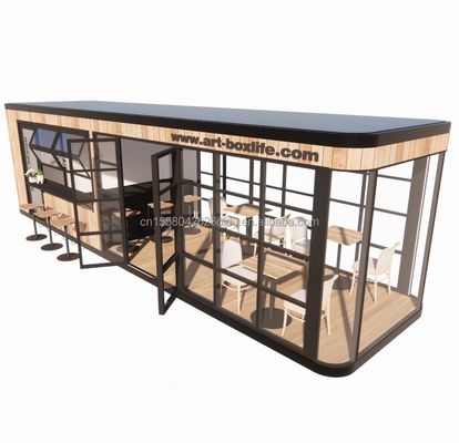 Hotel and Park EU Container Coffee Bar Mobile Wooden Steel Structure Sunlight House Outdoor Bar