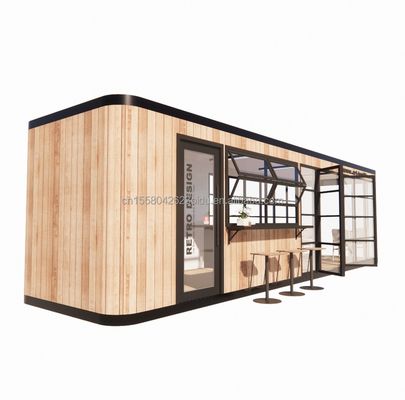 Hotel and Park EU Container Coffee Bar Mobile Wooden Steel Structure Sunlight House Outdoor Bar