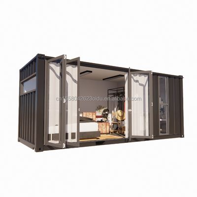 Large Glass Folding Door and Aluminum Alloy Windows in 20 Foot Prefabricated Container Single Apartment for Mobile Living