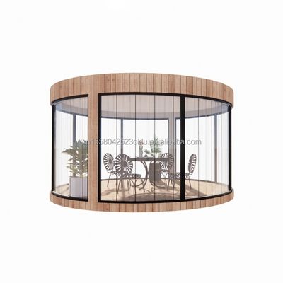 Galvanized Steel Square Tubes EU Standard Wooden Houses Glass Sunshine House Prefab Mobile Shop Store for Garden Cafe