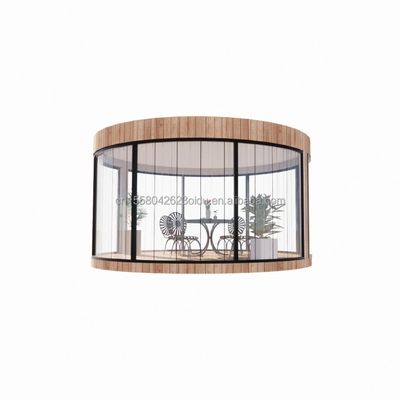Galvanized Steel Square Tubes EU Standard Wooden Houses Glass Sunshine House Prefab Mobile Shop Store for Garden Cafe
