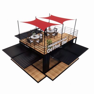 Shop 20ft Park BBQ Container Mobile Portable Assembly Coffee Bar Wooden House with 50/75/100mm Wave Sandwich Panel Walls