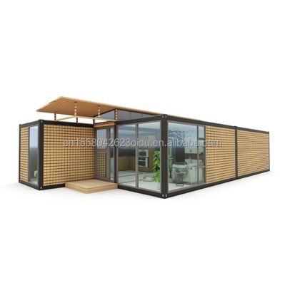 Steel Frame Galvanized Steel Bending 180g 20ft 40ft Prefab Home with Modern Container Design and Wave Sandwich Panel Walls