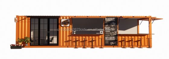 Street Pop-up Container Shop Prefabricated House Container Coffee Shop 40ft 20ft with Galvanized Steel Square Tubes