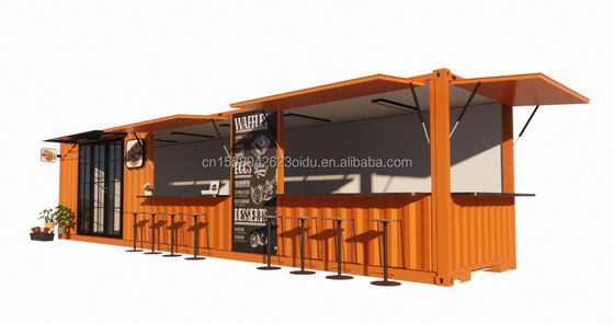Street Pop-up Container Shop Prefabricated House Container Coffee Shop 40ft 20ft with Galvanized Steel Square Tubes
