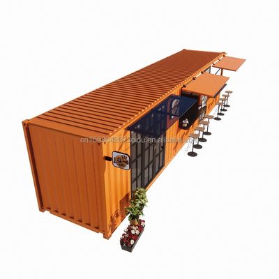 Street Pop-up Container Shop Prefabricated House Container Coffee Shop 40ft 20ft with Galvanized Steel Square Tubes