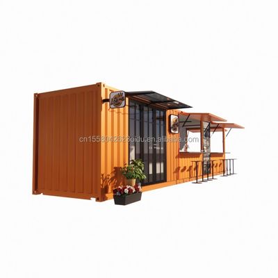 Street Pop-up Container Shop Prefabricated House Container Coffee Shop 40ft 20ft with Galvanized Steel Square Tubes