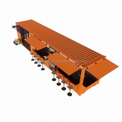 Street Pop-up Container Shop Prefabricated House Container Coffee Shop 40ft 20ft with Galvanized Steel Square Tubes