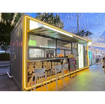 Galvanized Steel Square Tubes Main Structure and Aluminum Alloy Windows for Container Store Prefabricated Building Frame
