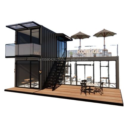 Galvanized Steel Bending Container Coffee Shop Store 40ft Prefabricated House Building Design for Steel Frame Hotel