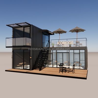 Galvanized Steel Bending Container Coffee Shop Store 40ft Prefabricated House Building Design for Steel Frame Hotel