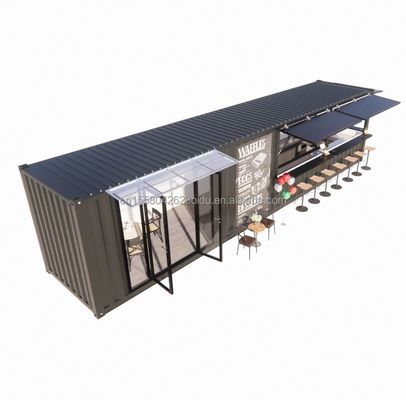 Galvanized Steel Square Tubes Main Structure 20ft-40ft Custom Modular Container Coffee Shop Food Stall with Modern Design