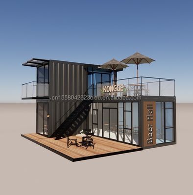 Galvanized Steel Bending Container Coffee Shop Store 40ft Prefabricated House Building Design for Steel Frame Hotel