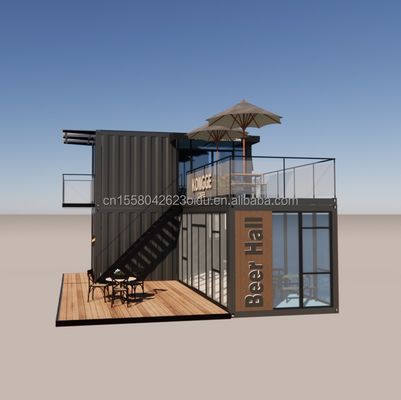 Galvanized Steel Bending Container Coffee Shop Store 40ft Prefabricated House Building Design for Steel Frame Hotel