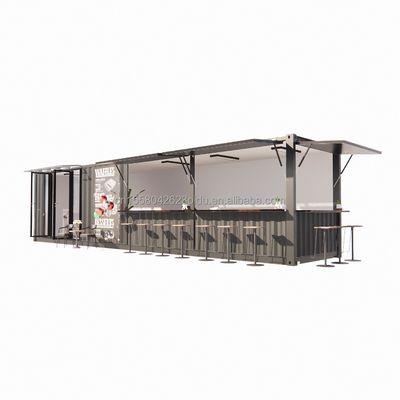 Galvanized Steel Square Tubes Main Structure 20ft-40ft Custom Modular Container Coffee Shop Food Stall with Modern Design