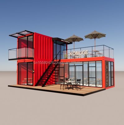 Pingui Customized 20ft/40ft Galvanized Steel Square Tubes Shipping Container Coffee Portable Container Restaurant for Shop