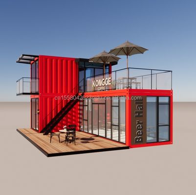 Pingui Customized 20ft/40ft Galvanized Steel Square Tubes Shipping Container Coffee Portable Container Restaurant for Shop