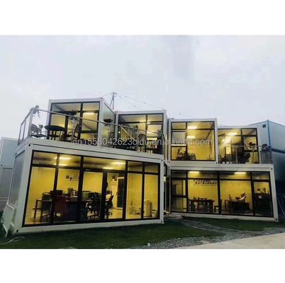 Prefabricated Steel Structure Container Restaurant Kitchen Bedroom with Aluminum Alloy Windows and Large Window Design