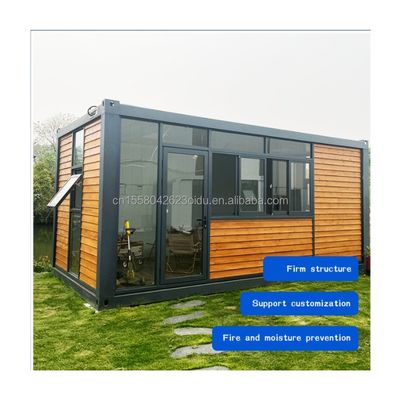 20ft Container Office with Toilet Prefab House Wooden Container Houses Galvanized Steel Bending 180g