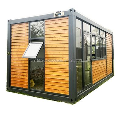 20ft Container Office with Toilet Prefab House Wooden Container Houses Galvanized Steel Bending 180g