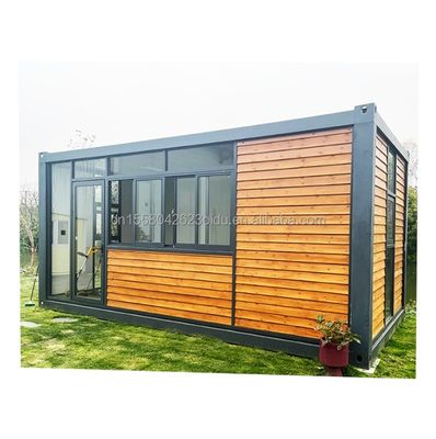 20ft Container Office with Toilet Prefab House Wooden Container Houses Galvanized Steel Bending 180g