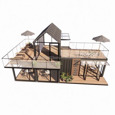 20FT 40FT Modern Simple Hotel 4 Bedrooms 1 Garage Prefab House Container Villa House Apex Roof Quick Assembled