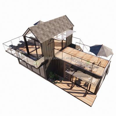 20FT 40FT Modern Simple Hotel 4 Bedrooms 1 Garage Prefab House Container Villa House Apex Roof Quick Assembled