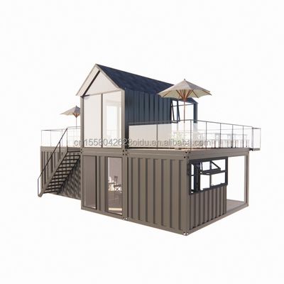 20FT 40FT Modern Simple Hotel 4 Bedrooms 1 Garage Prefab House Container Villa House Apex Roof Quick Assembled