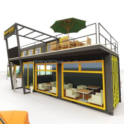 Outdoor Restaurant Cafe Bar Container House 40FT Modern Design with Galvanized Steel Square Tubes