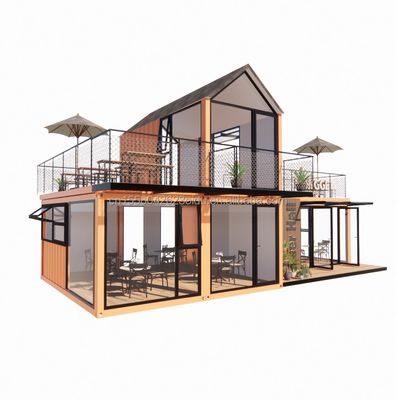 Customized Sloping Roof Steel Structure Villa Wall 50/75/100mm Wave Sandwich Panel Bathroom and 3 Bedroom Container House