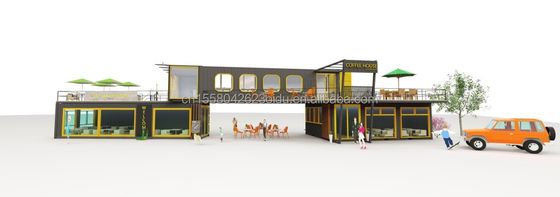 Outdoor Restaurant Cafe Bar Container House 40FT Modern Design with Galvanized Steel Square Tubes