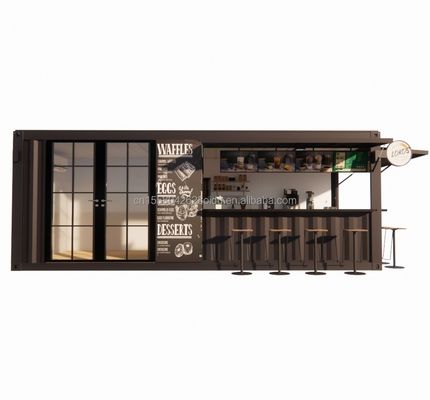 Galvanized Steel Bending 180g Steel Frame Modern Design Prefabricated 20ft Container Bar Coffee Shop Fast-Food Restaurant
