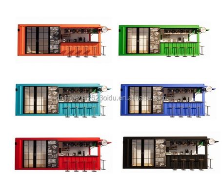 Galvanized Steel Bending 180g Steel Frame Modern Design Prefabricated 20ft Container Bar Coffee Shop Fast-Food Restaurant