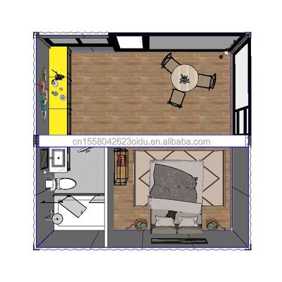 Affordable 20ft or 40ft Portable Light Steel Flat Roof Container Prefab Studio Home House with Customized Color