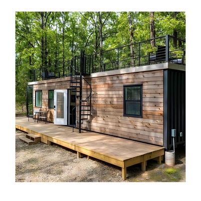 Galvanized Steel Bending 40ft Portable Wooden Container House with 2 Bedrooms and 1 Living Room
